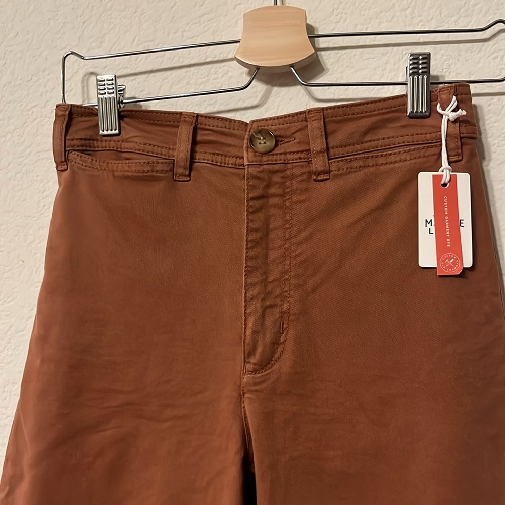 Marine Layer Bridget Slim Wide Leg Crop Pant Amber Brown - Picture 3 of 5